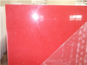 Polished Red Quartz Slab for Kitchen Countertop