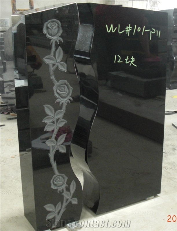Shanxi Black Granite Upright Monument Wholesales