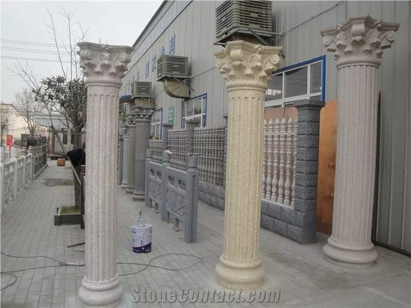 Hand Carved Garden Multicolor Stone Column Pillar