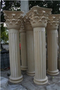 Hand Carved Garden Multicolor Stone Column Pillar