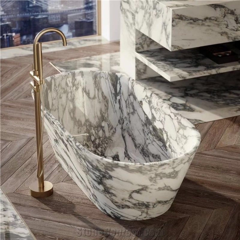 White/Grey Marble Stone Freestanding Bathtubs