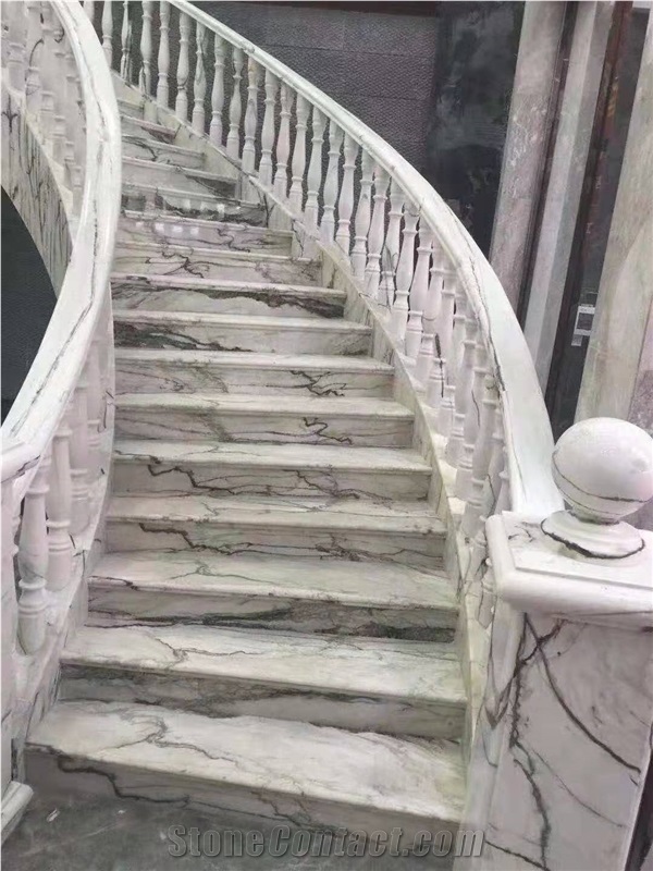 China Clivia Green Marble Polished Stair Treads
