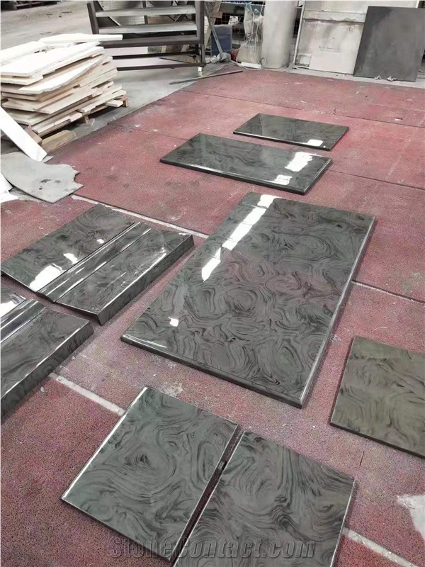 China Grey Wood Grain Sandstone Polished Tiles