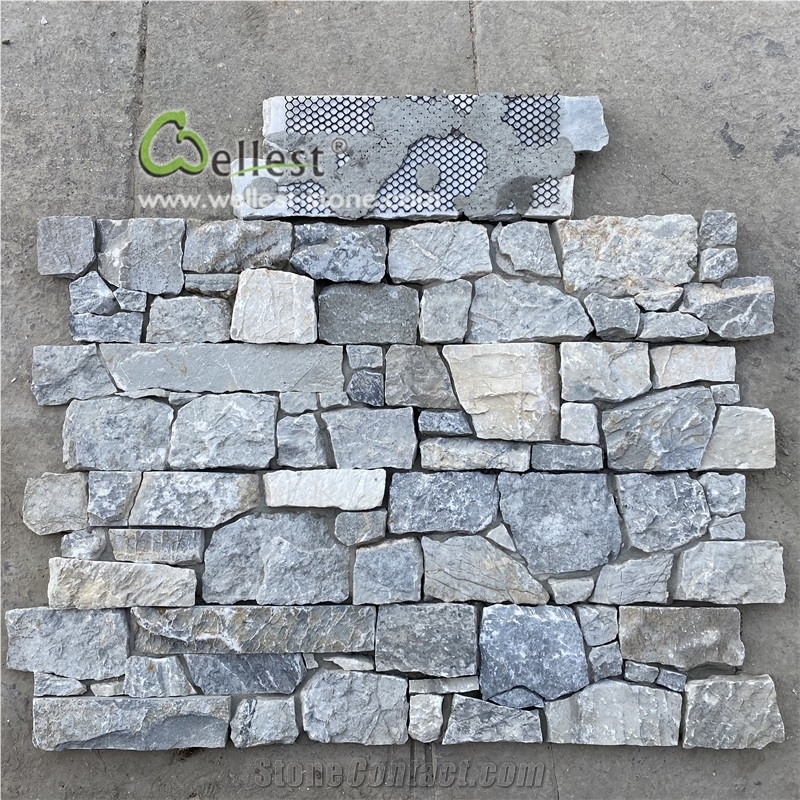 Grey Blue Z Shape Ledge Stone Wall Panel