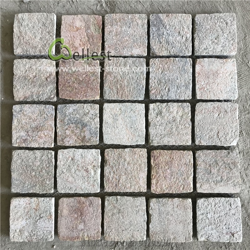 Unique Rusty Quartzite Cobblestone on Meshed