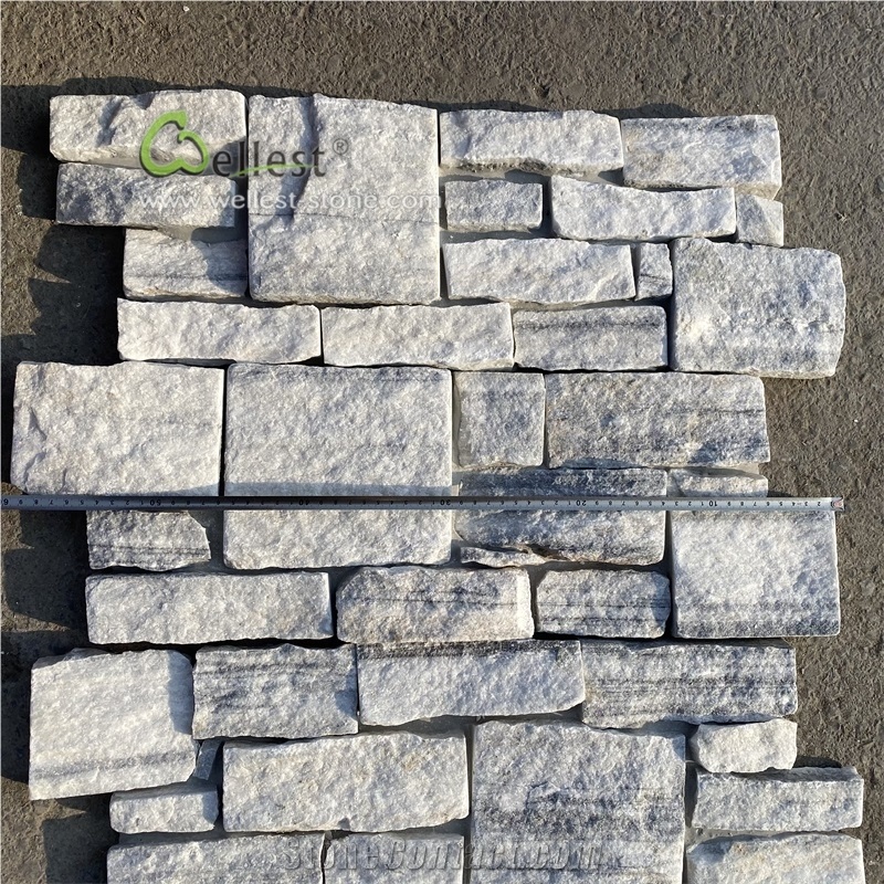 Wall Panel Stone Cloudy Grey White Quartzite
