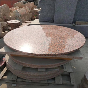 Maple Red Granite Round Stone Table and Chairs