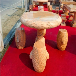 Pink Marble Sets Of Stone Garden Furniture