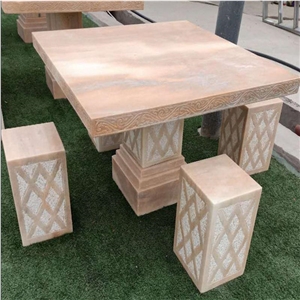 Pink Marble Sets Of Stone Garden Furniture