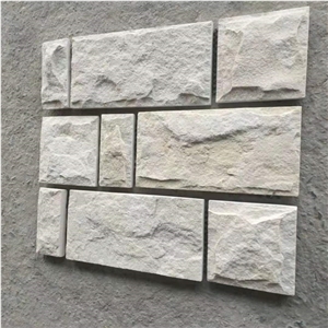 White Split Sandstone Mushroom Wall Feature Cladding Mushroomed Exterior Wall