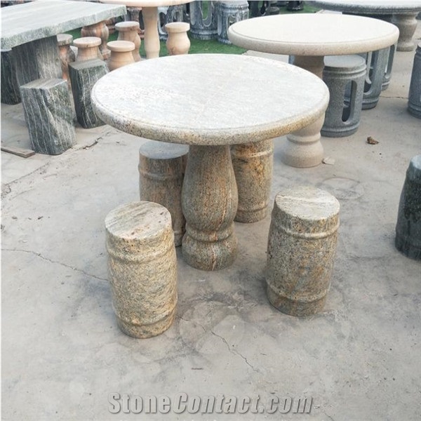 Yellow Stone Landscaping Table and Stools