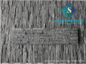 Hot Design Black Wall Panel 15x60x1.5cm 10 Lines Ledge Stone