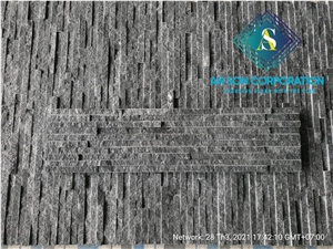 Hot Design Black Wall Panel 15x60x1.5cm 10 Lines Ledge Stone