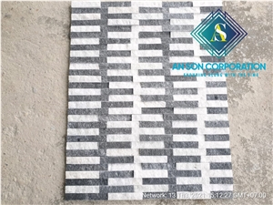 Natural Black and White Wall Panel 6 Lines Stone Veneer