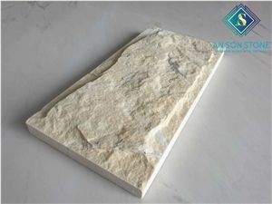 Yellow Marble Split Face Wall Stone Tiles, Mushroomed Exterior Wall Tiles