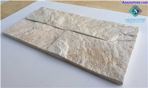 Yellow Marble Split Face Wall Stone Tiles, Mushroomed Exterior Wall Tiles
