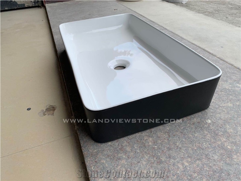 White Marble Veins Wash Basin Stone Sink