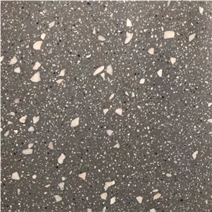 Grey Quartz Chips Terrazzo Tile Floor Pattern, Wall Panel