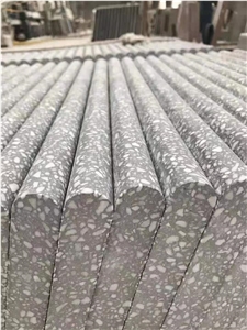 Honed Grey Terrazzo Cement Stone Stairs in Bullnose Edge