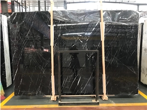 China Marquina Black Cloud Marble Slabs