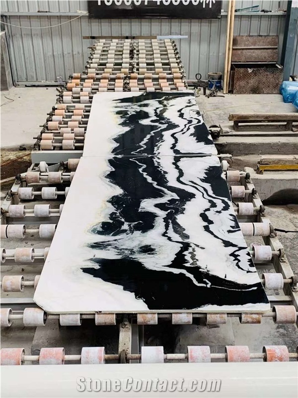 China White and Black Marble Floor Paving