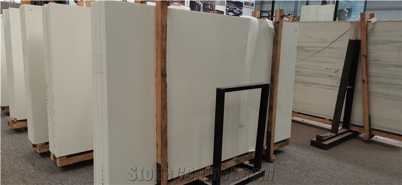 Pure White Nano Glass Stone Panels Big Slabs