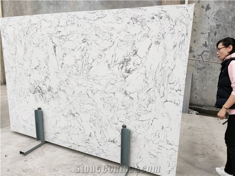 White Polished Artificial Marble Slabs Floor Tiles