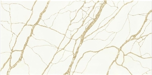 White Quartz Slabs with Gold Lines for Tops