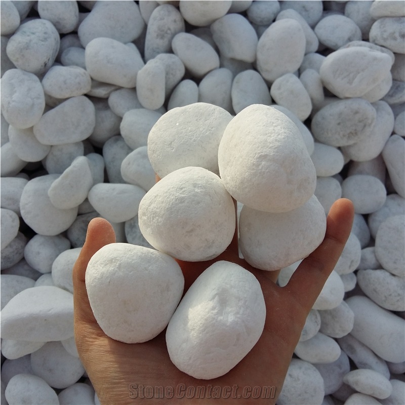Factory Pebble White Color Pebble Tumbled Stone