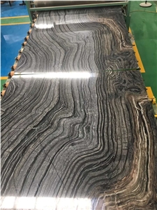 Black Wood Marble 2cm Polished Slabs Floor Tiles