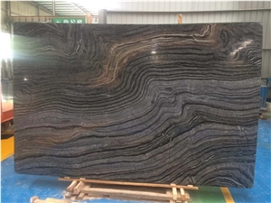 Black Wood Marble 2cm Polished Slabs Floor Tiles