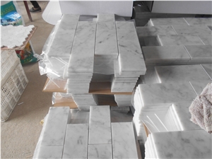 Carrara White Marble Brick Mosaic Floor Tiles