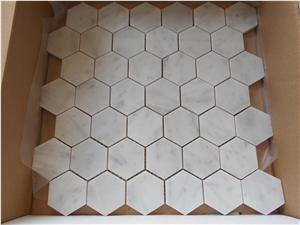Carrara White Marble Hexagon Mosaic Tiles