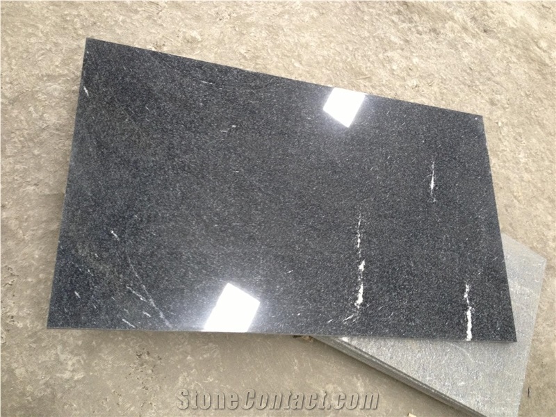 Ebony Black Granite Slabs Polished Tiles