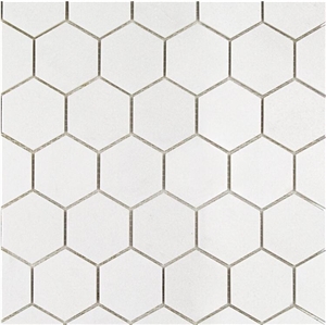 Thassos Hexagon Bathroom Floor Mosaic