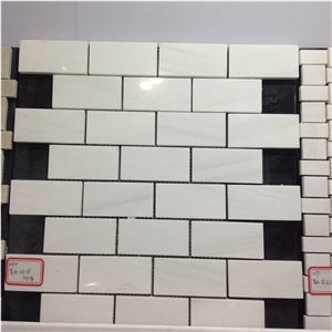 White Marble Bathroom Brick Backsplash Mosaic