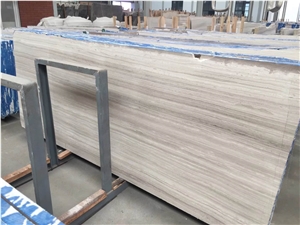 White Wood Marble 2cm Polished Slabs Floor Tiles