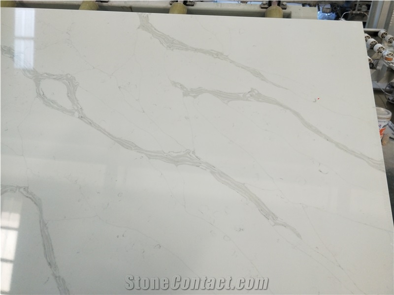 Calacatta White Artificial Quartz Slabs Tiles Wall Floor