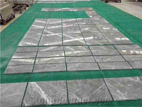 Chinese Silver Grey Marble Tiles Slabs Floor Step