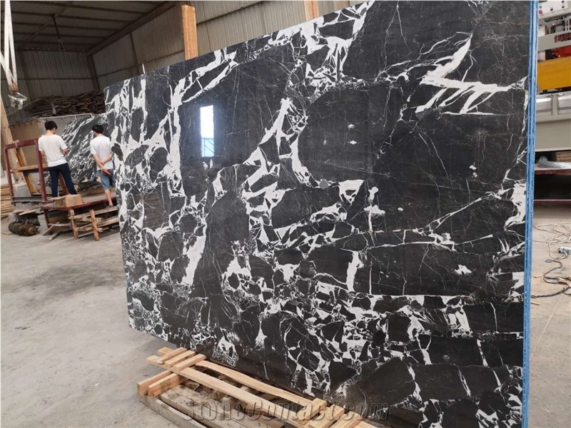 Italy Calacatta Black Marble Tile Slab Floor Wall