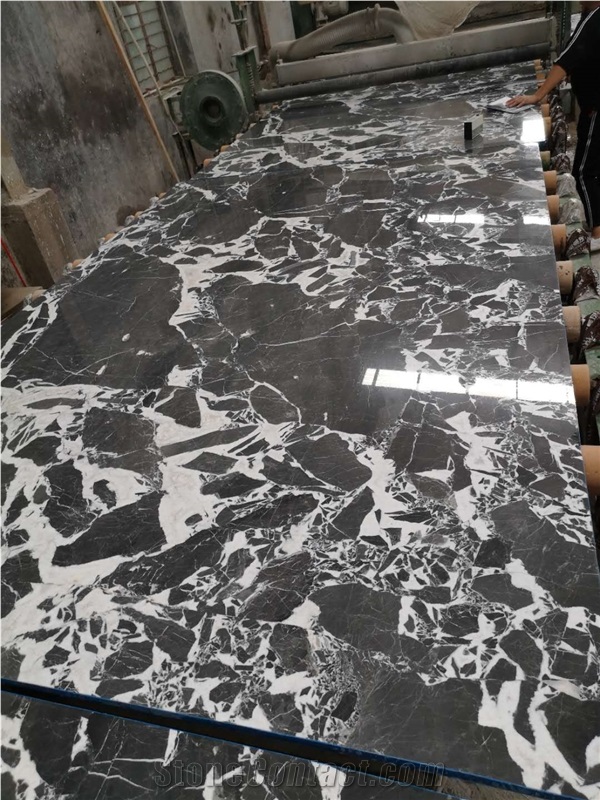 Italy Calacatta Black Marble Tile Slab Floor Wall