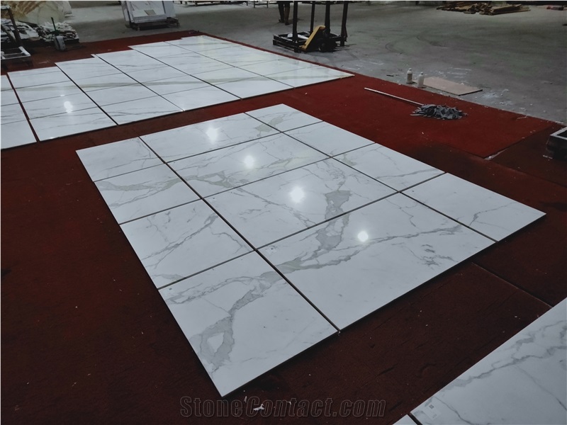 Italy Calacatta White Marble Slab Tile Floor Wall