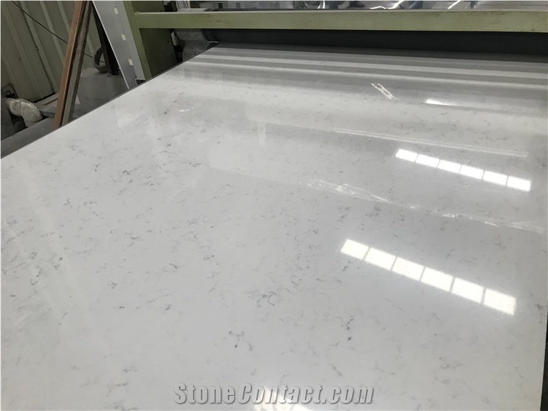 New Type Factory Price Carrara White Polished Quartz Slab