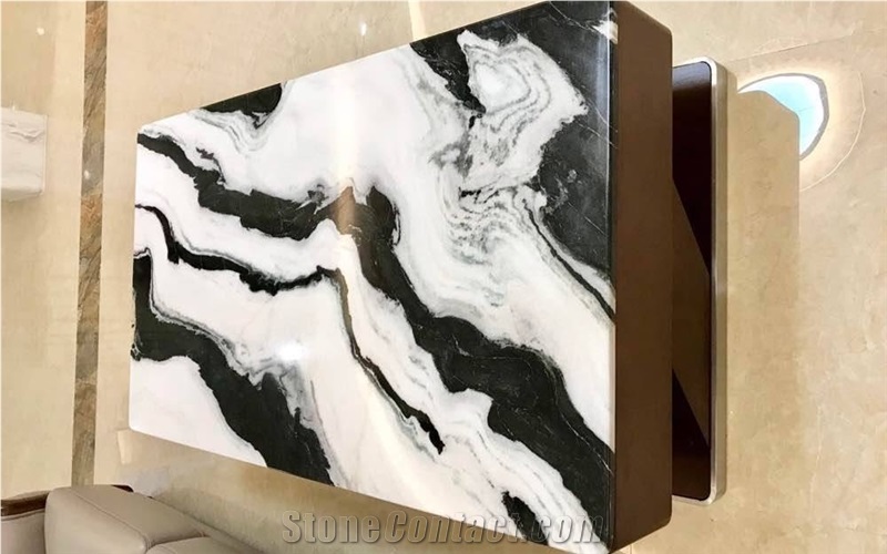 Panda White Marble Bookmatch Slabs-Pattern Indoor Design