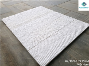 Line Chiseled White Marble Tiles