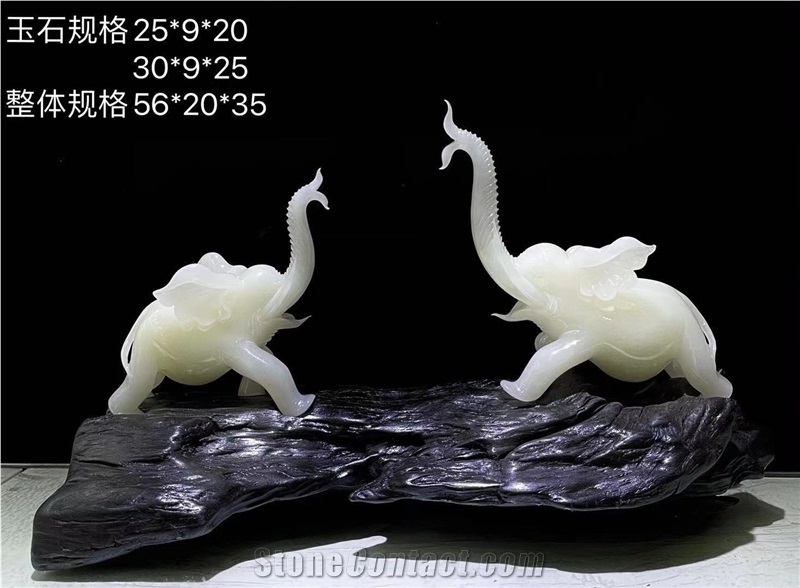 Boutique Bianco Onyx Elephant Sculpture Handicraft