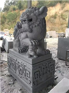 Chinese Lion Sculpture Landscape Animal Carving