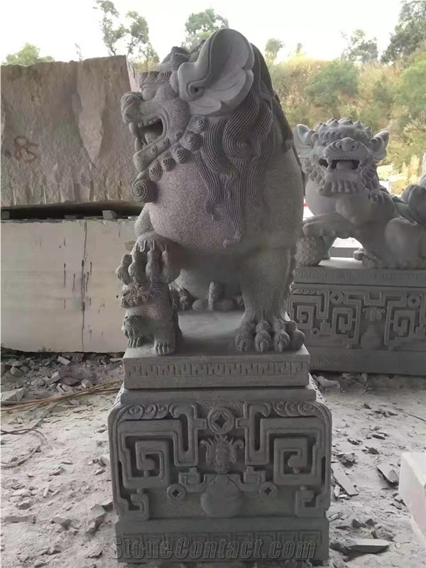 Chinese Lion Sculpture Landscape Animal Carving