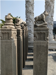 Chinese Zodiac Animal Sculptured Columns Pillars