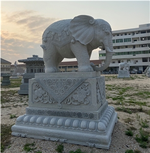 Exquisite Stone Garden Elephant Sculptures